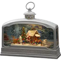 Konstsmide LED Laterne Santa mit Tieren H 24 cm 3 LEDs Lichtfarbe warmweiß batteriebetrieben inkl. 5 Stunden Timer
