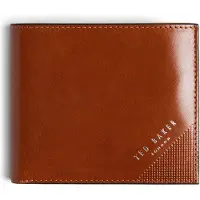 Ted Baker Leder Geldbörse Embossed Corner Leather Bifold Coin Wallet Tan hellbraun