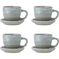 Bloomingville – Brenta Tasse mit Untertasse – 4er-Set – blau