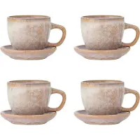 Bloomingville – Brenta Tasse mit Untertasse – 4er-Set – rosa