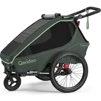 Qeridoo Kidgoo 2- Kinderfahrradanhänger für 2 Kinder, Farbe: Forest Green