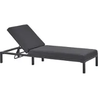Beliani Gartenliege Schwarz Aluminium mit Bespannung Graphitgrau Stoff Verstellbares Kopfteil Modern Outdoor Garten Terrasse Balkon Außenbereich