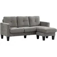 HOMCOM Ecksofa, Eck-Couch mit umkehrbarer Chaiselongue, Chenille-Optik, Braun