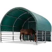 TOOLPORT Weidezelt 4x4 m PVC Plane 2300 Newton - für Betonuntergrund - vorn offen - grün