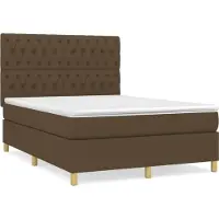 Syfax Boxspringbett mit Matratze Dunkelbraun 140x200 cm Stoff