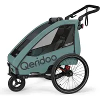 Qeridoo QUPA Plus 1 - Kinderfahrradanhänger für 1 Kind, Farbe: Mineral Blue