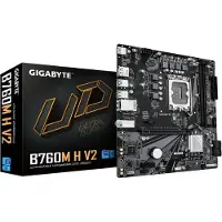 Gigabyte B760M H V2 Mainboard - Unterstützt Intel Core Prozessoren der 14. Generation, digitales 5+1+1-Phasen-VRM, bis zu 8000MHz DDR5 (O.C.), 1xPCIe 4.0 M.2, 1GbE LAN, USB 3.2 Gen1