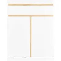 SoBuy Badezimmerschrank mit Wäschekorb und Schublade – Weißer Badschrank mit Tür, Schublade und Kippsystem, Badmöbel für kleines Badezimmer BZR79-W
