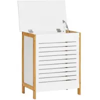 SoBuy FSS66-WN Wäschekorb mit Deckel - 69 x 13 x 54 cm - Weiß