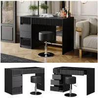Vicco Schminktisch Omira Schwarz 120 cm mit Hocker, Model 50581