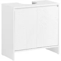 SoBuy Waschbeckenunterschrank 60cm Badezimmerschrank Badmöbel mit verstellbaren Regalen feuchtigkeitsbeständig Waschbecken für kleine Bäder BZR157-W