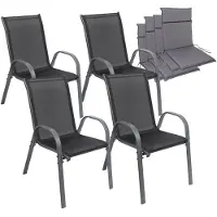 Albatros Gartenstühle 4er Set Kuba mit Sitzauflage – Gartenstühle Stapelbar mit robustem Metallgestell und hoher Belastbarkeit – Bequeme Stapelstühle auch als Terrassenstühle