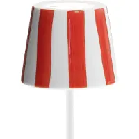 Zafferano Poldina Lido rot gestreifte LED-Tischleuchte, wiederaufladbar und dimmbar mit einer Akkulaufzeit von bis zu 12 Stunden. Für den Außenbereich IP65