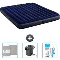 OEM Luftmatratze 2 Personen - 183 x 203 x 25 cm - Blau - Inklusive Hoeslaken - Pumpe und Reparaturset