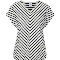 MADELEINE Kurzarmshirt "Blusenshirt Glanzshirt mit Streifenmuster" Diagonale Streifen