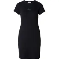 Calvin Klein Jeans Short Sleeve Monologo 2x2 Baby Rib Dress Black Größe: M | Minikleider Outlet | Damen | Schwarz