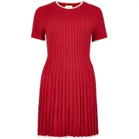 Apricot Strickkleid "Skater-Minikleid" mit Zopfmuster