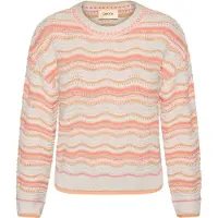 Cartoon Strickpullover mit Rundhalsausschnitt in Cream/Orange | Gr.: 38