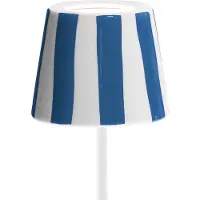 Zafferano Blau gestreifte LED-Tischleuchte Poldina Lido, wiederaufladbar und dimmbar mit einer Akkulaufzeit von bis zu 12 Stunden. Für den Außenbereich IP65