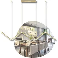 LED Solution Moderne, zickzackförmige goldene Deckenpendelleuchte mit integrierter LED-Beleuchtung für die Kücheninsel