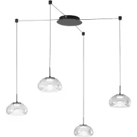 FABAS LUCE Glas Hängelampe Brena, dimmbar, klar / transparent, für Wohn- / Esszimmer, Glas, Modern, Pendelleuchte
