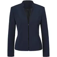 Goldner Kurzgröße: Eleganter Festblazer mit Stehkragen in marine | Gr.: 19
