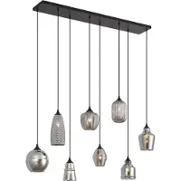 QAZQA Art-Deco-Hängelampe schwarz mit Rauchglas 8-flammig - Hanne