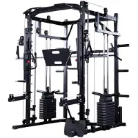 PH Fitness Power Rack mit Smith-Maschine, Kabelzug und Beinpresse – inklusive Haltegriffe, ein komplettes Krafttrainingsgerät für den Heimfitnessraum und das Fitnessstudio