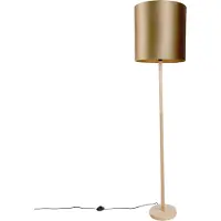 QAZQA Holz Stehlampe mit Bronzefarbenem Samtschirm 40cm Mels
