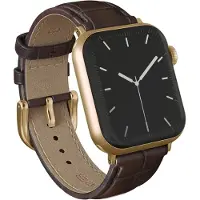 Burga Armband aus echtem Leder für Apple Watch | 38/40/41/42 mm - Espresso / Gold