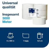 Tork Advanced Toilettenpapier Jumbo 1-lagig weiß 500 m x 10 cm 6 Rollen
