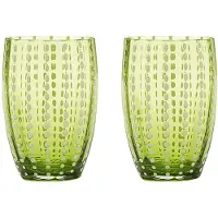 Zafferano Perle Apfelgrünes Glas - mundgeblasenes farbiges Glas, 32 cl, handgefertigt - Set mit 2 handgefertigten Bechern für Wasser oder Cocktails