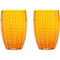 Zafferano Perle Orange Glas - Farbiges mundgeblasenes Glas, 32 cl, handgefertigt - Set mit 2 handgefertigten Bechern für Wasser oder Cocktails