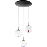 FABAS LUCE Ariel - 3-flammige runde Pendelleuchte mit -Formen - 21 W dimmbare LED - Transparente runde Deckenrosette d. 35 cm