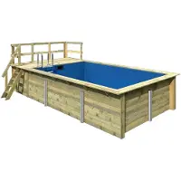 Karibu Rechteckpool "Malta A BxLxH: 353x530x124 cm mit Sonnendeck" 44 mm starke kesseldruckimprägnierte Holzbohlen aus Fichtenholz