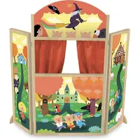 Vilac Holz Märchenpuppentheater Mélusine mit rotem Vorhang