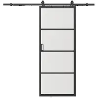 Vente-unique Wandschiebetür - Aluminium und klares gehärtetes Glas - H 205 x B 73 cm - SINCA II