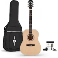 Gear4Music Dreadnought-Akustikgitarre mit Zubehörset von Natur