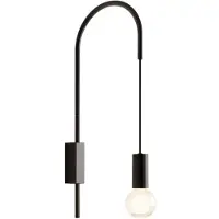 Zafferano - Filo Wandleuchte, 200° schwenkbar, lackiertes Metall, E27-Glühbirne max. 60 W enthalten, H 61 cm - Schwarz