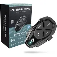 Interphone Einzelne Helmsprechanlage mit HD-HiFi-Audio, 1 km Reichweite, 20-Stunden-Akku, GPS und