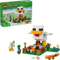 LEGO Minecraft Hühnerfarm - Spielzeug zum Bauen mit Hühner Fan Minifigur, Baby Zombie und Fuchs Figuren - Set mit Minecraft Figur - Gamer Geschenk für Jungen und Mädchen ab 7 Jahren - 21585