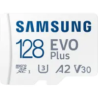Samsung EVO Plus microSD-Speicherkarte (2024) (inkl. SD Adapter) - 128 GB, 128 GB, MicroSDXC, UHS-I, 160 MB/s, Class 3 (U3), V30