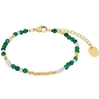 s.Oliver Armband "Schmuck Geschenk", gelbgoldfarben, grün, weiß, grün, Armbänder, Damen, 20cm, Edelstahl, Armband, mit Katzenauge (echt) - mit Süßwasserzuchtperle