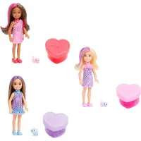Barbie Party Unboxed Glam Party Serie Chelsea-Puppe und Zubehör mit 6 Überraschungen (Stile können abweichen), Mini-Puppe, Weiblich, 3 Jahr(e), Junge/Mädchen, 138 mm, Gemischte Farben