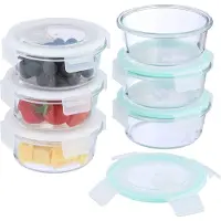Relaxdays Glasbehälter mit Deckel, 6er Set, 400 ml, Frischhaltedosen, Kunststoffdeckel, luftdicht, Glasdose, transparent