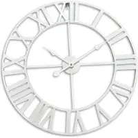 Relaxdays Wanduhr, römische Zahlen, Ø 60 cm, batteriebetriebene Wohnzimmeruhr, analoge Küchenuhr, Eisen, weiß