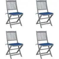 vidaXL Möbel Klappbare Gartenstühle 4 Stk. mit Kissen Massivholz Akazie - Gartensessel 3064573