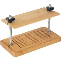 Relaxdays Tofupresse, Bambus, Edelstahl, HxBxT: 17,5 x 25,5 x 14 cm, Pressform vegan, Tofuform mit Auffangschale, natur