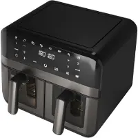 Aiwa Dual Zone Air Fryer with Digital Controls, 8 Presets, Self-Cleaning, and Silent Operation