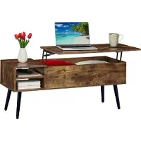 Relaxdays Couchtisch mit Stauraum, HxBxT: 46x100x40 cm, aufklappbar, 2 Seitenfächer, Industrial Sofatisch, braun/schwarz